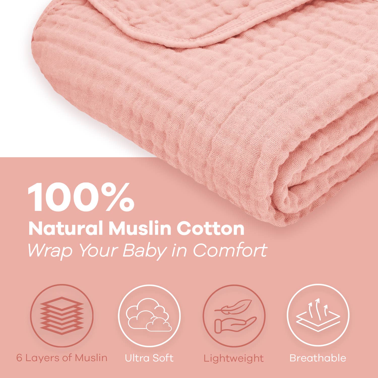 Baby Muslin Cotton Blankets by Comfy Cubs - 40"x40"