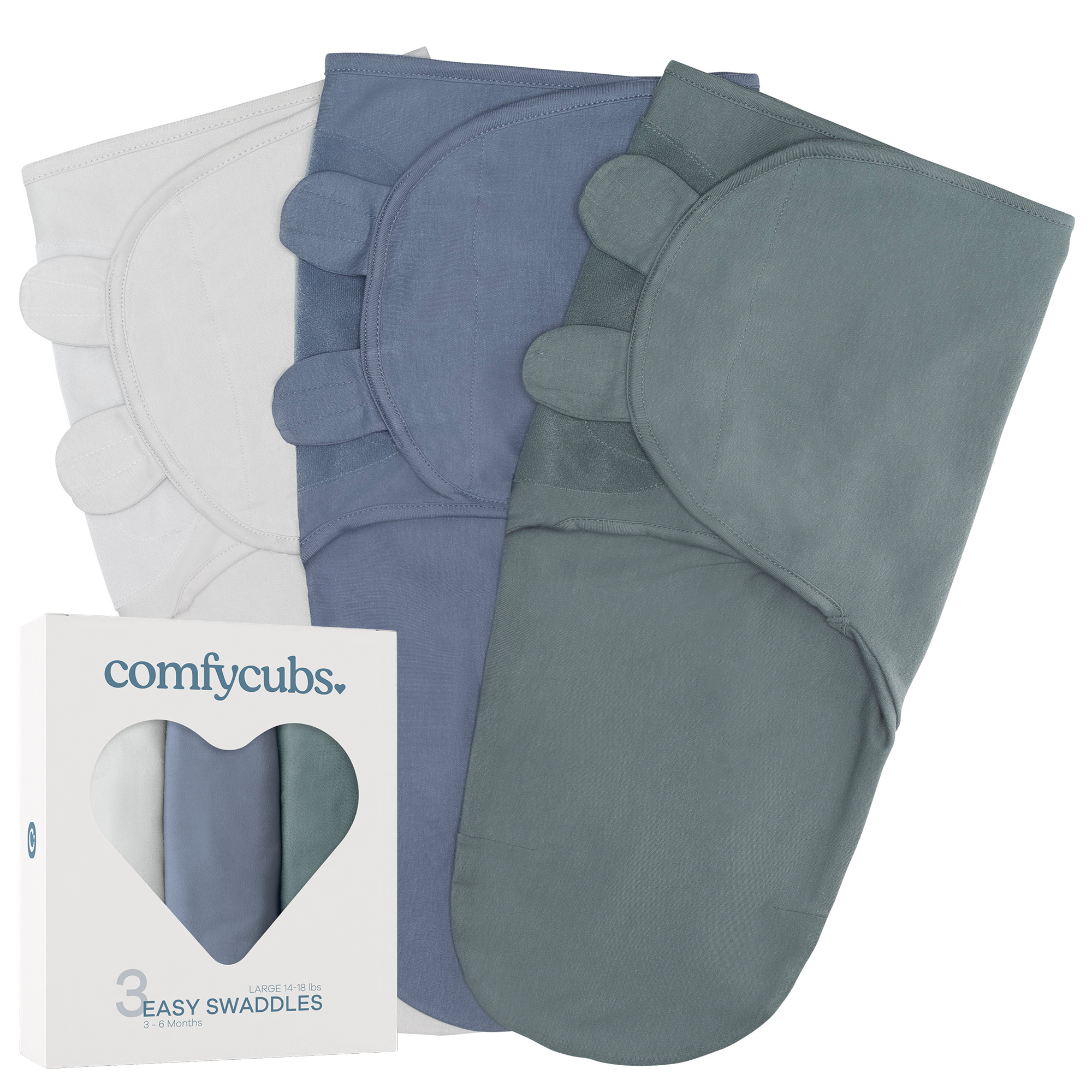 Baby Easy Swaddle Blankets - Pack of 3 by Comfy Cubs