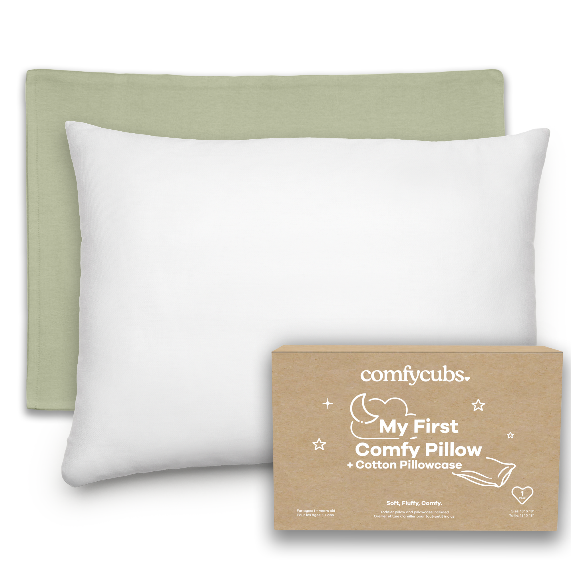 Toddler Pillow with Soft Cotton and Muslin Cotton Pillowcase by Comfy Cubs