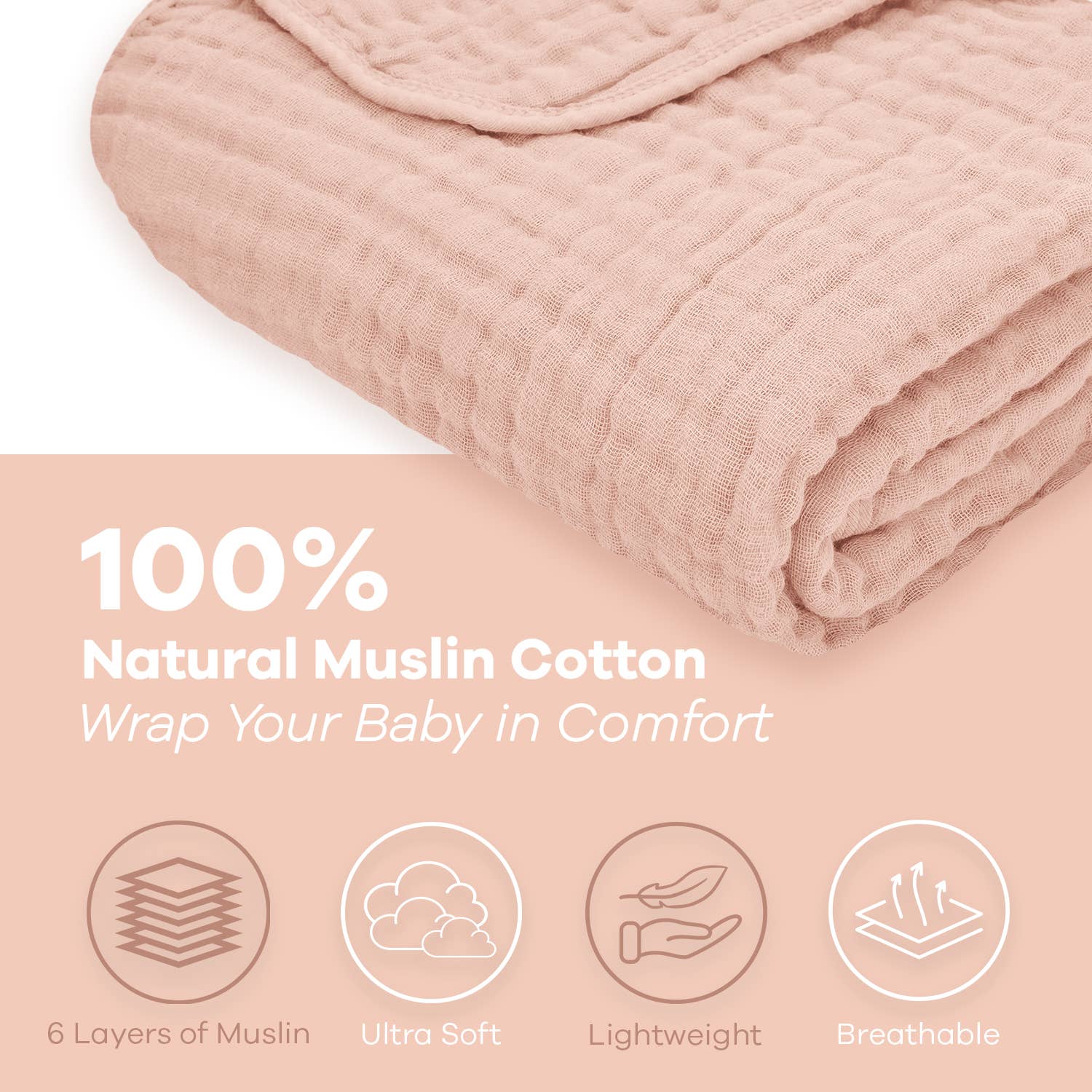 Baby Muslin Cotton Blankets by Comfy Cubs - 40"x40"