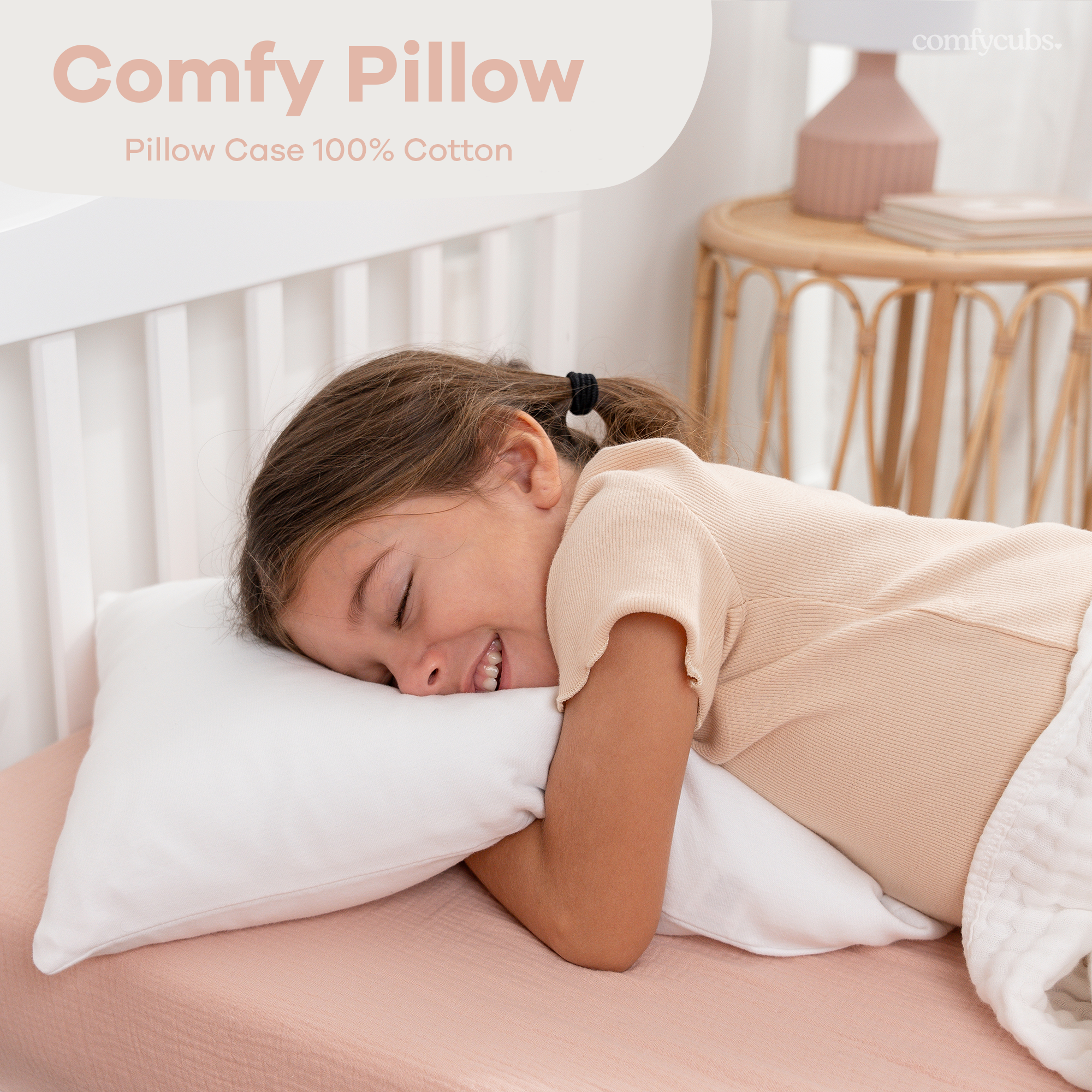 Toddler Pillow with Soft Cotton and Muslin Cotton Pillowcase by Comfy Cubs