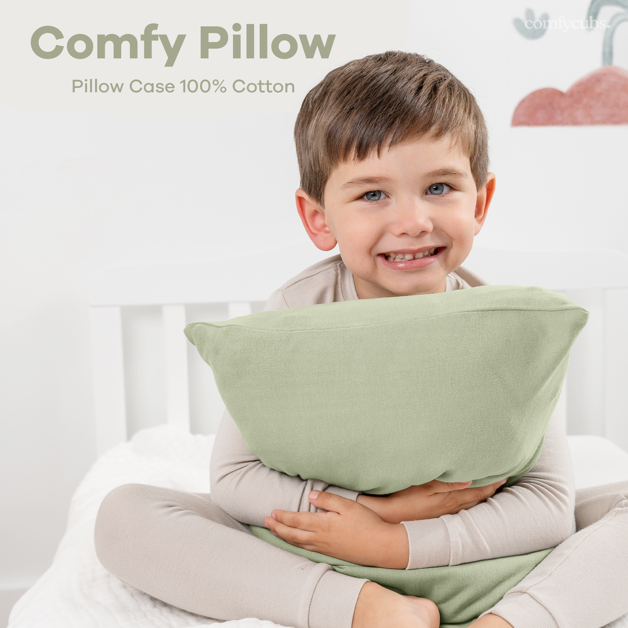 Toddler Pillow with Soft Cotton and Muslin Cotton Pillowcase by Comfy Cubs